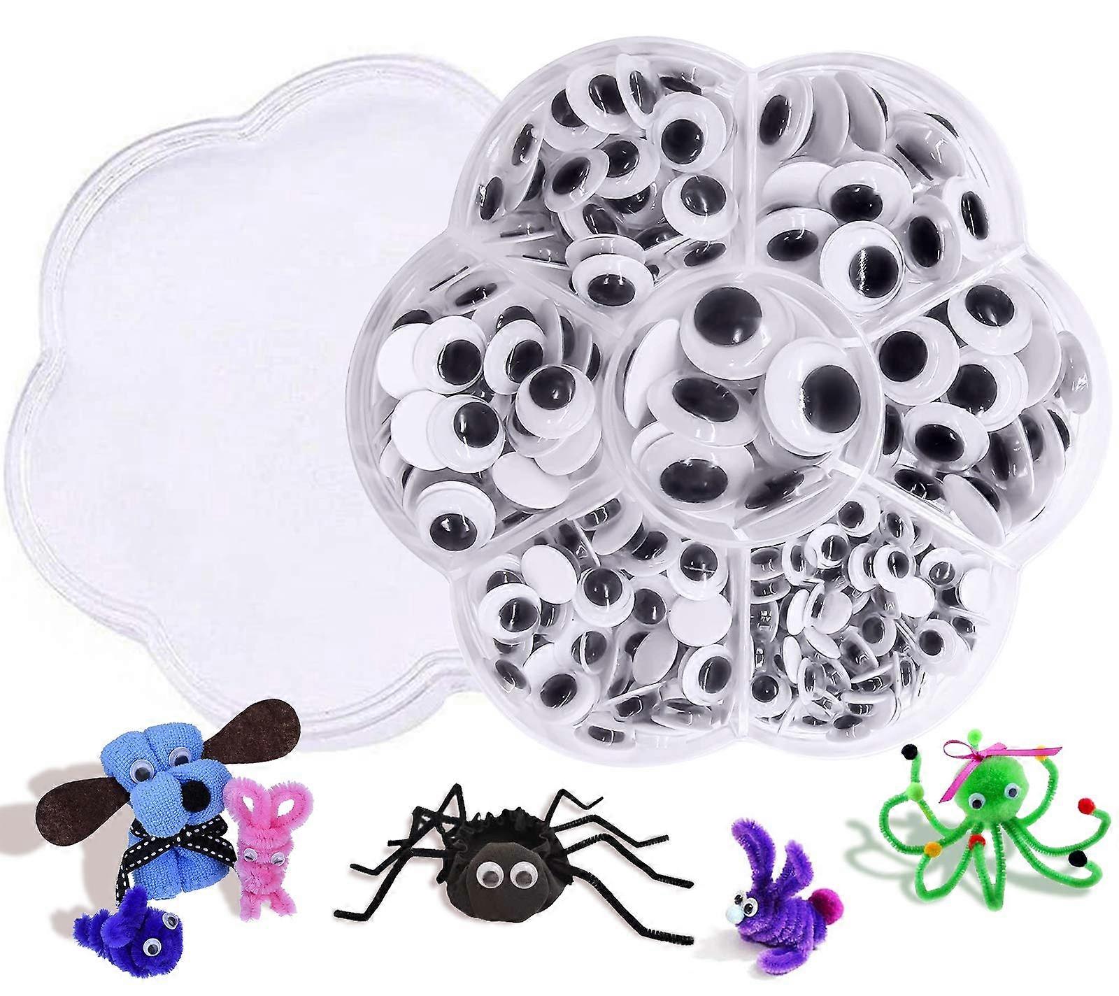 Googly Eyes, 700Pcs Plastic Wiggle Eyes Self Adhesive Wobbly Eyes Black Small Large Toy Doll Eyes Round Sticky Craft Eyes