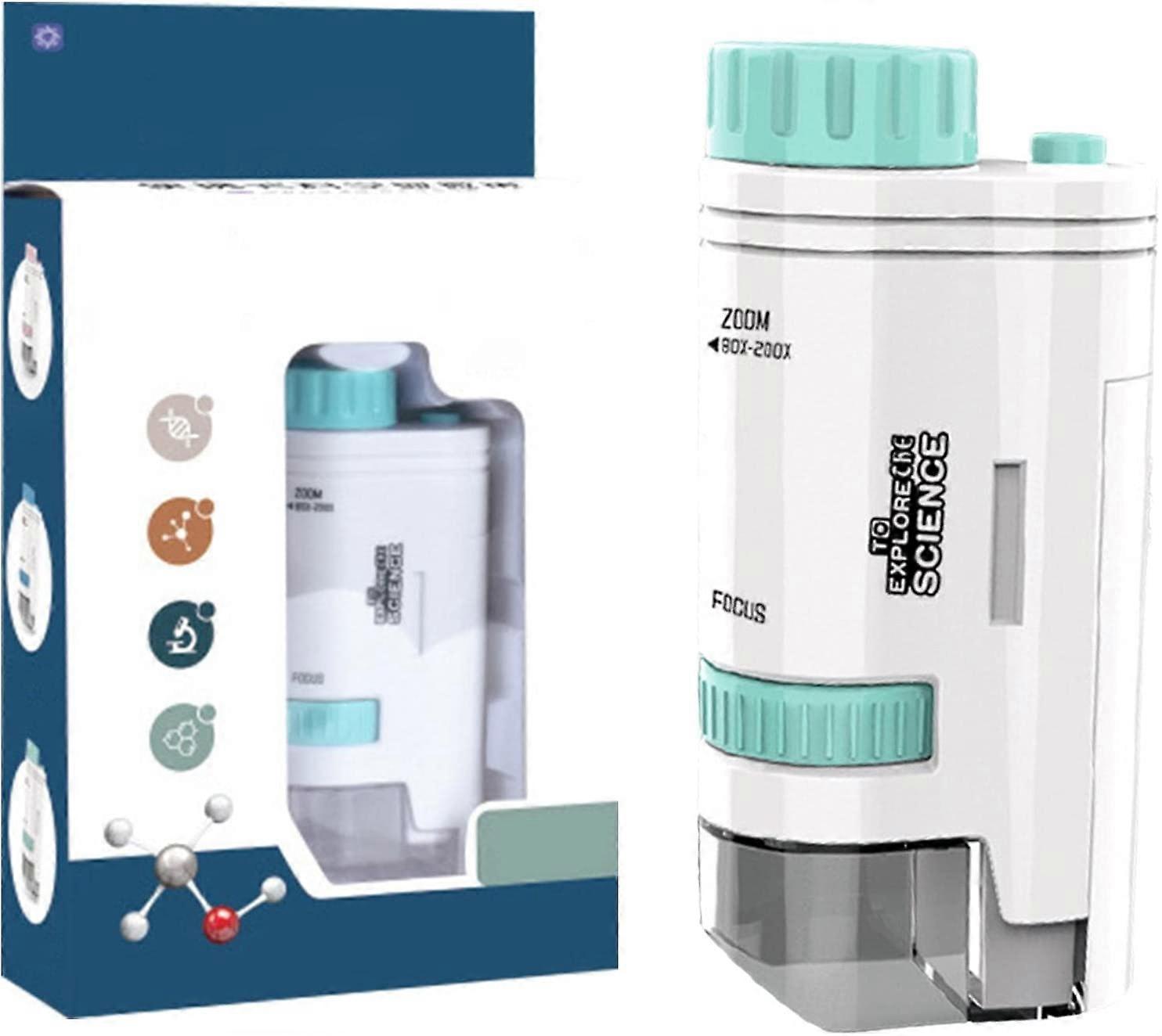 Pocket Microscope for Kids | Outdoor Portable Kids Science Microscope Toy Kit 80X-200X LED Lighted Microscope for Learning Education and Exploring