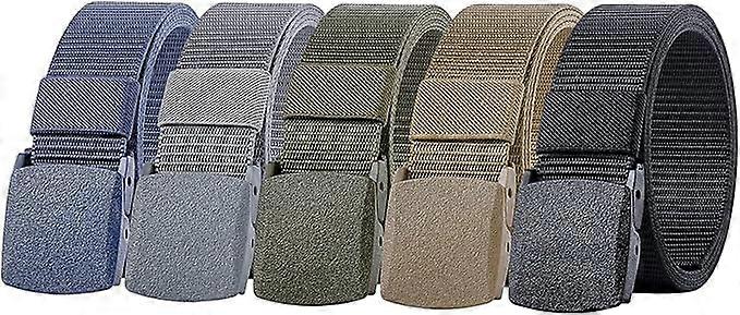5 Pack Nylon Military Tactical Belt Webbing Canvas Outdoor Web Belt with Plastic Buckle