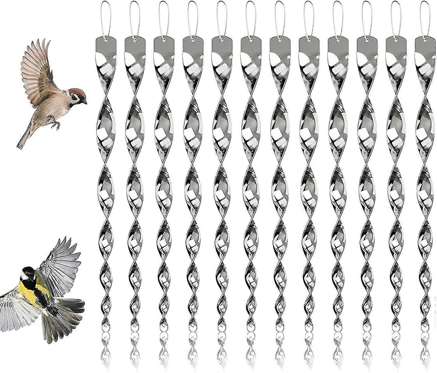 12pcs Reflective Bird Deterrent Rods,bird Repellent Rods,bird Repellent Wind Twisting Reflective Scare Rods