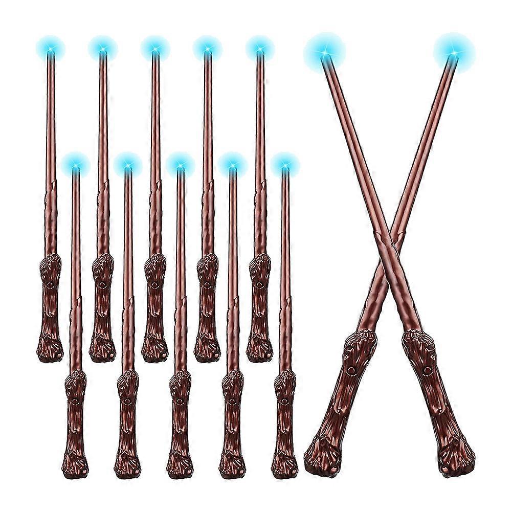 10 Pieces Wizard Wands Sound Illuminating Toy Wand Wand for Cosplay Party Costume (Brown)