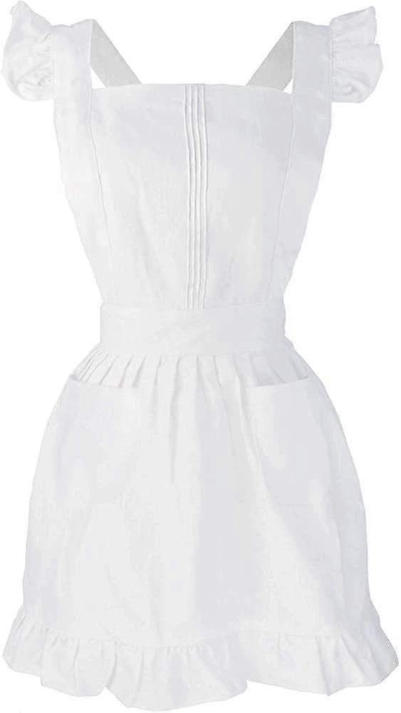 Retro Adjustable Ruffle Apron Kitchen Cooking Baking Cleaning Maid Costume
