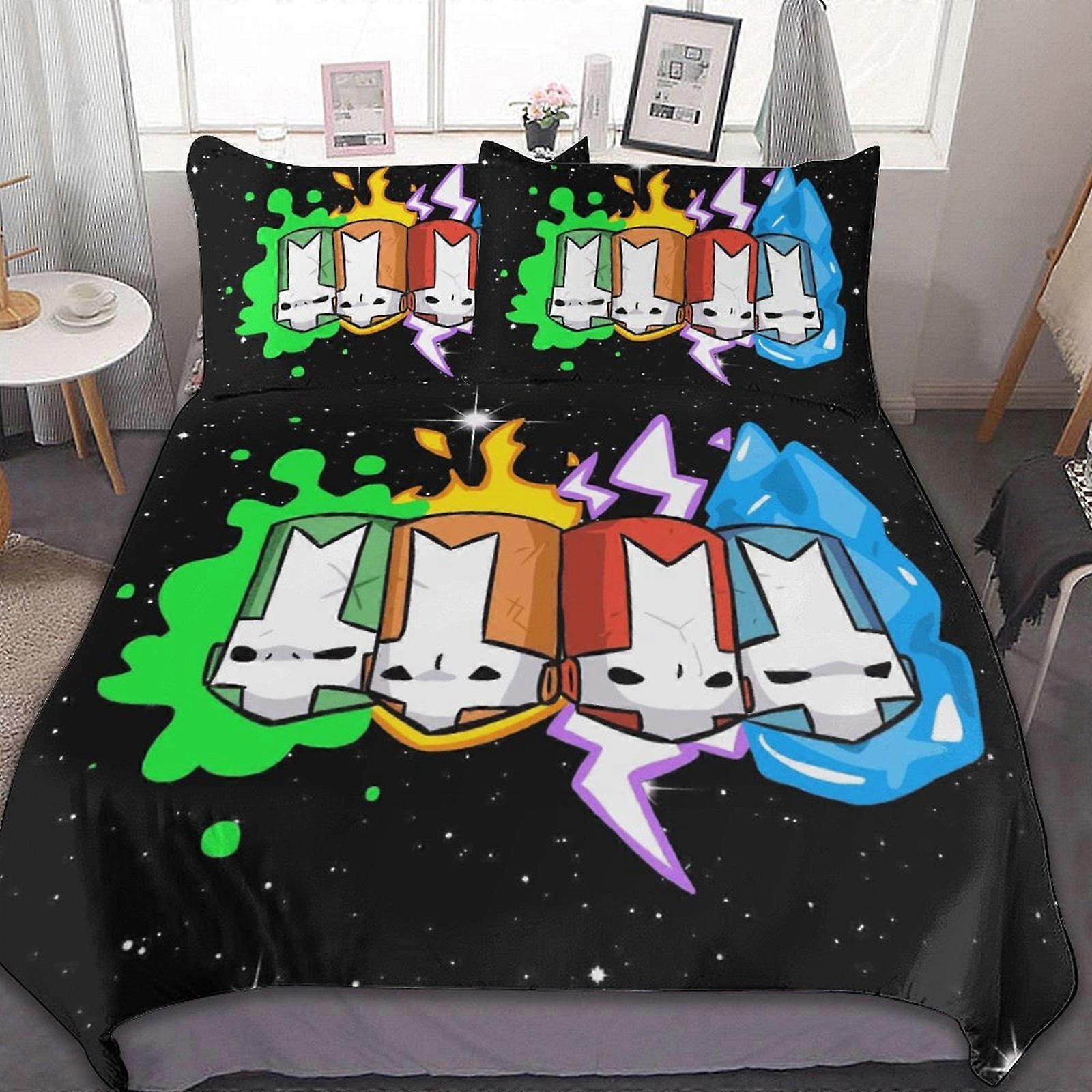 طقم الفراش CA665 Castle Crashers 3 قطع ملاءات السرير غطاء لحاف قابل للتنفس مع 2 وسادة شام ناعمة لجميع الفصول مجموعة مفروشات أحجام متعددة للاختيار من بينها