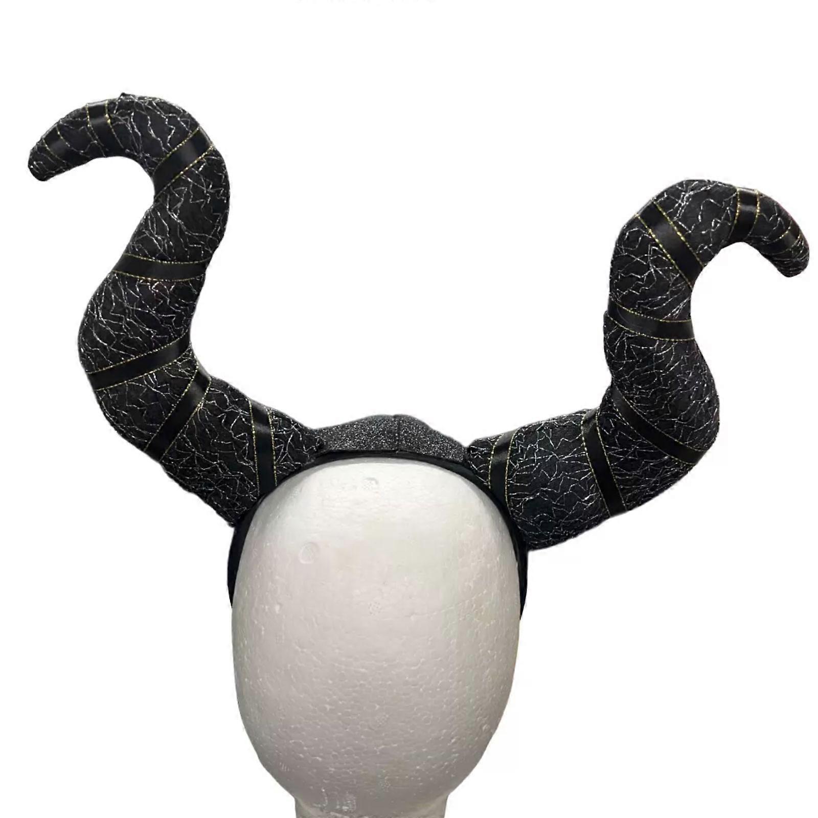 Halloween Maleficent Black Pattern Horns Ears Headband