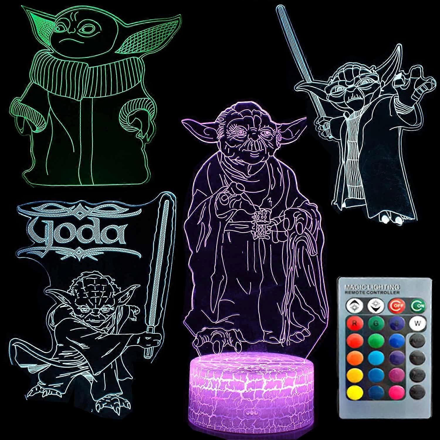 3D Illusion Star Wars Night Light Lamp Four Pattern Interstellar 16 Colors Changing with Smart Touch and Remote Control (Super Hero 4)
