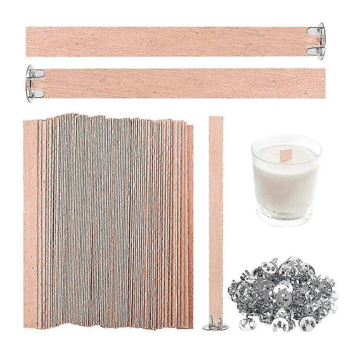 120 stk. tykke trævæger af lys, 5,1 x 0,5 tommer naturlige røgfrie trævæger til lysfremstilling