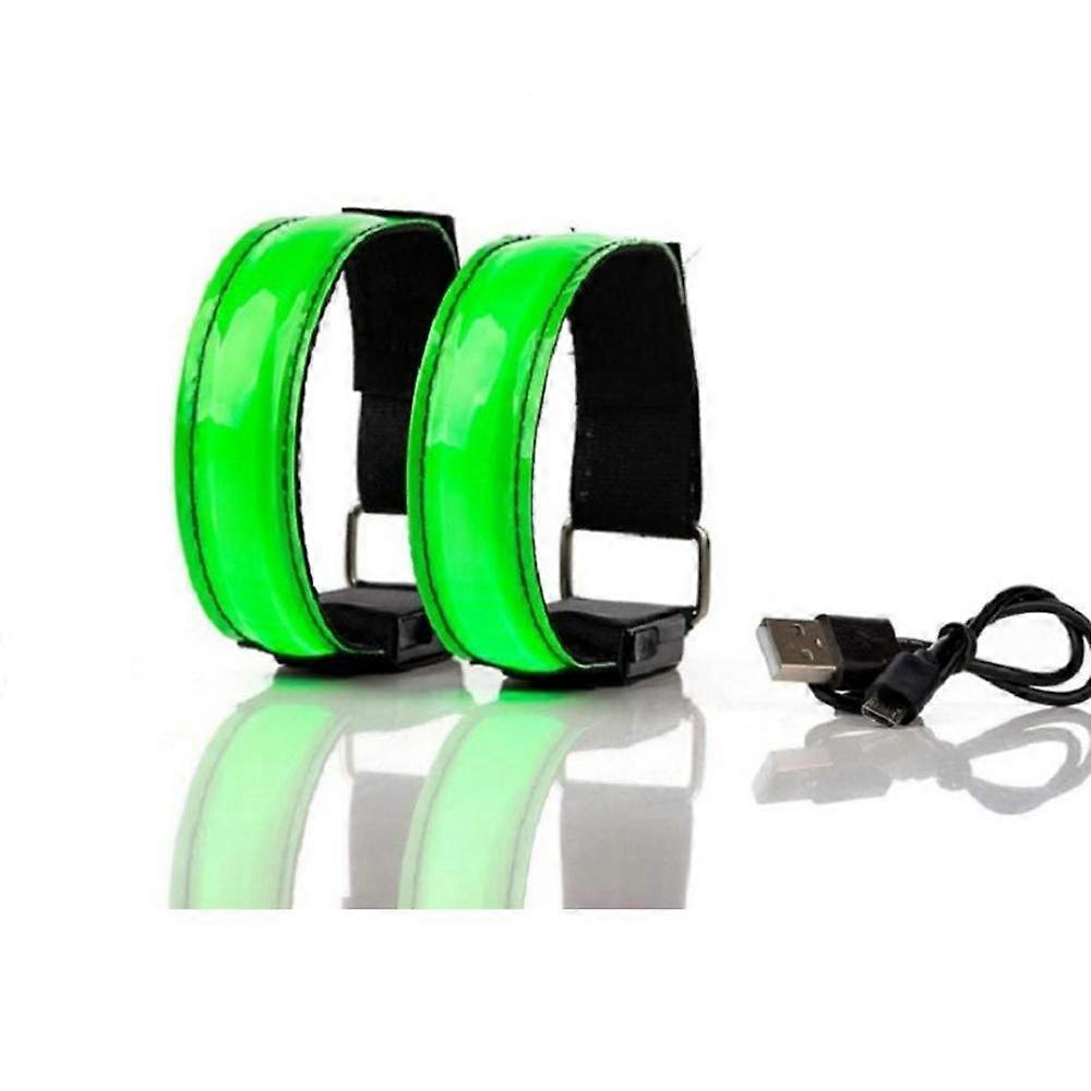2 Pack LED Armbands for Running, Cycling, Exercise, Light Up in Dark Night, Safety Reflective Wristbands for Sporting Events with USB Charging Cord.
