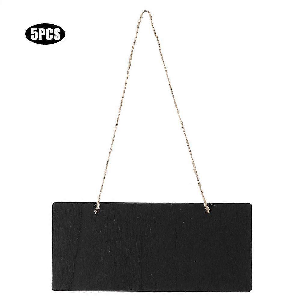 5pcs Wooden Mini Blackboard Chalkboard Sign Message Note Board With Hanging String