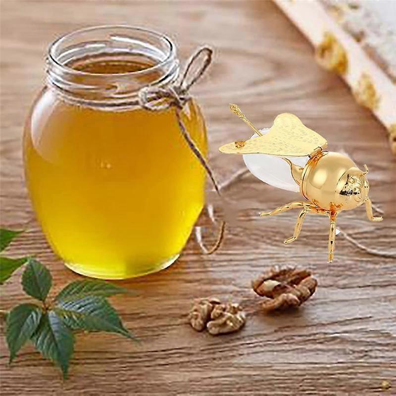 Luxurious Metal Honey Containers with Dipper Honey Storage Jar Decorative Ornament for Storage Gold