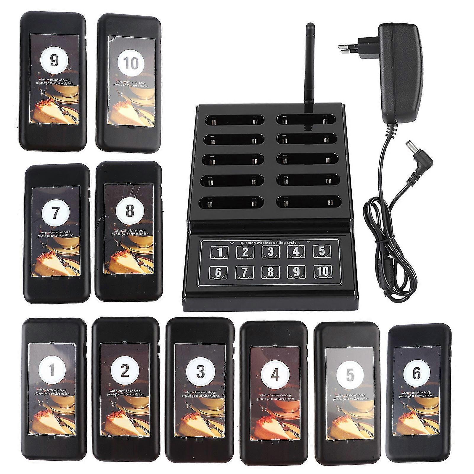 Restaurant Queuing Calling System Wireless Pager System 10 Pager EU 100-240V