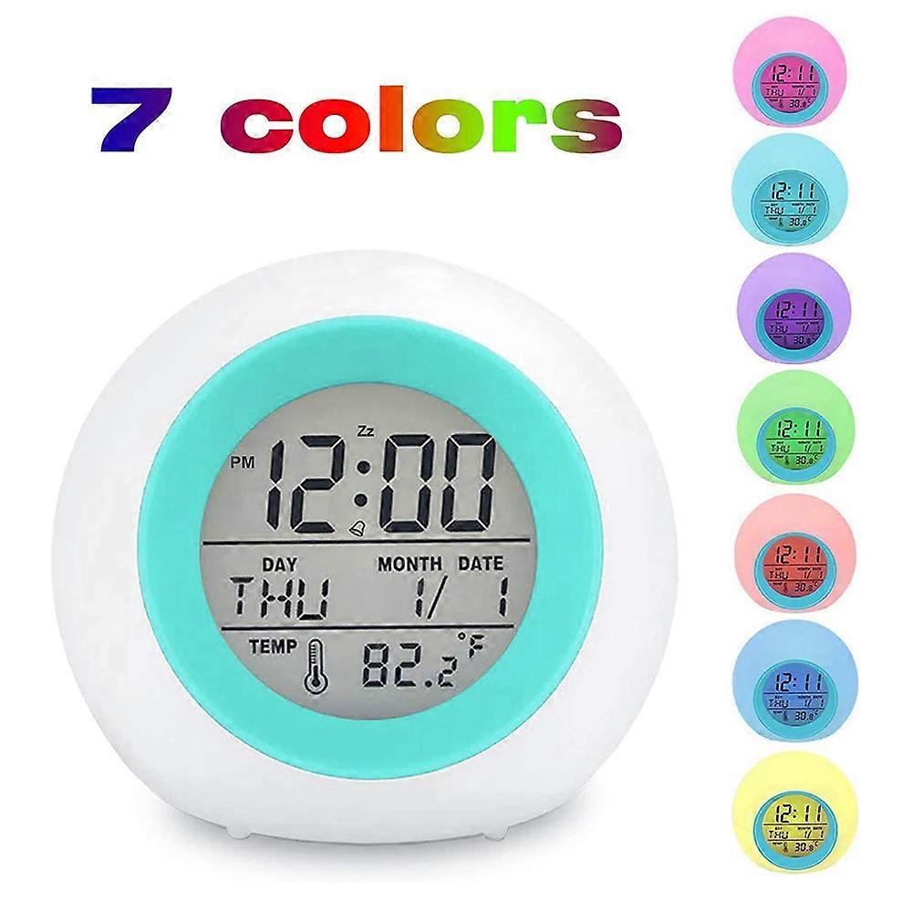 Student Digital Clock for Boy Girl-7 Color Changing Light Bedside Clock