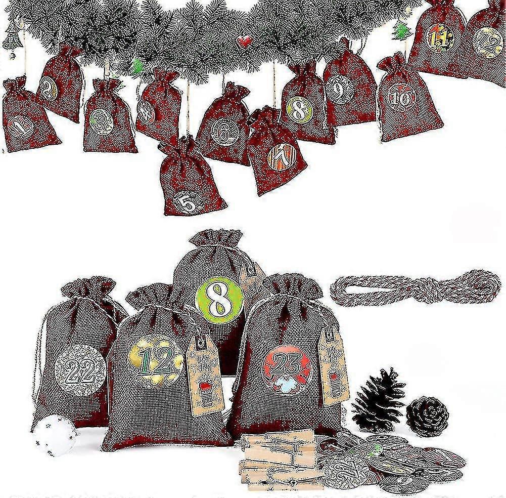 Advent Calendar For Filling Large 13x17cm, Christmas Calendar Jute Bag
