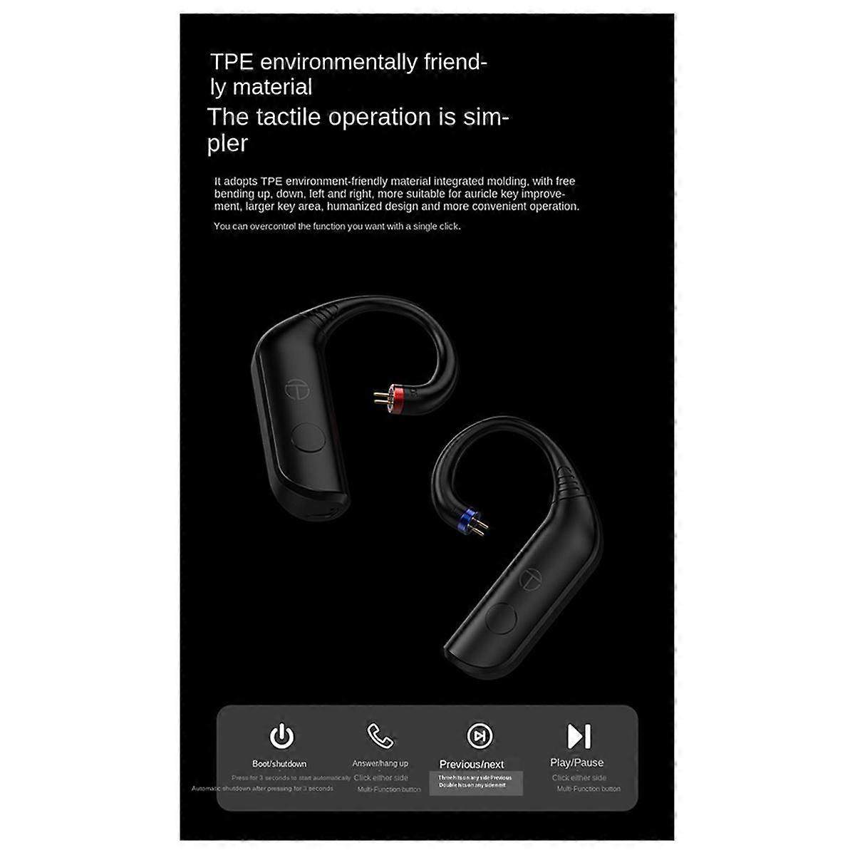 BT20 Pro Wireless Bluetooth 5.3 HiFi Earphones Module Upgrade Cable Connector Replaceable Plug Ear Hook 0.78mm