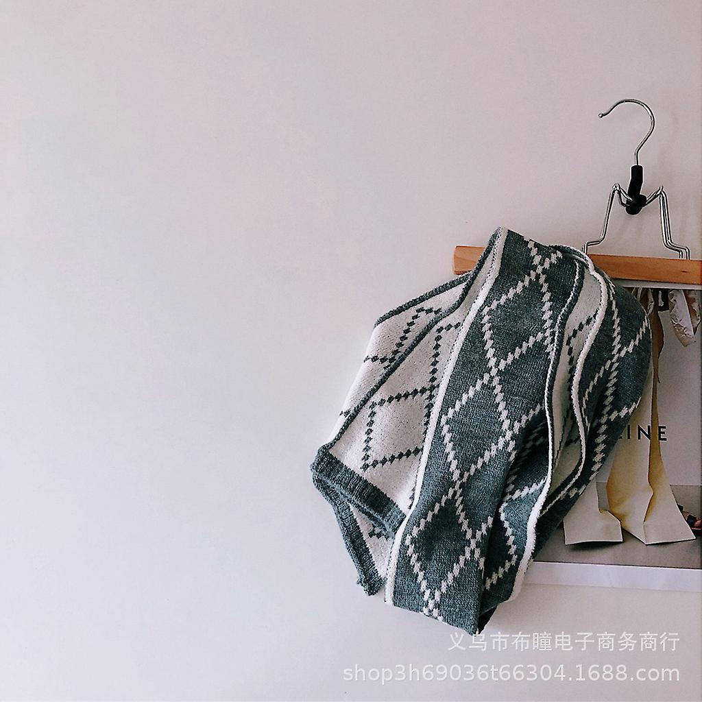 Simple Wind Children's Versatile Diamond Lattice Knitting Winter Baby Warm Solid Color Skin-friendly Scarf