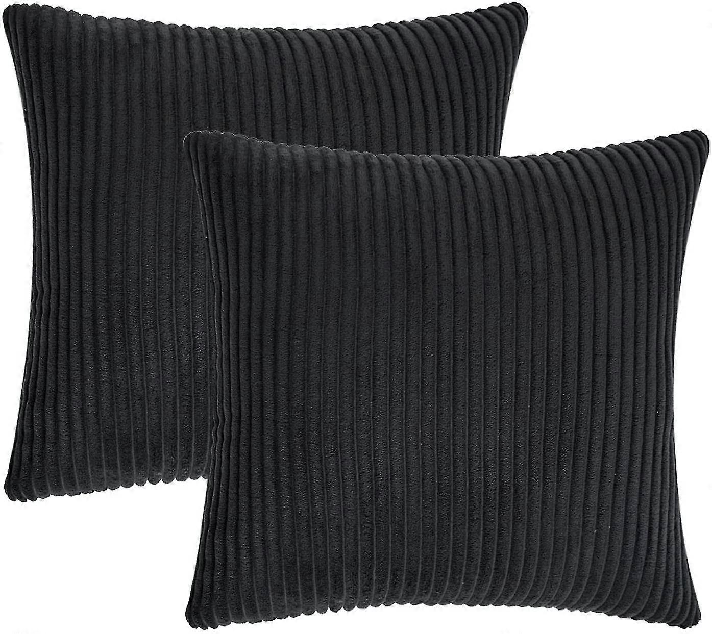 Black Decorative Throw Pillow Covers Set 18x18 Inch