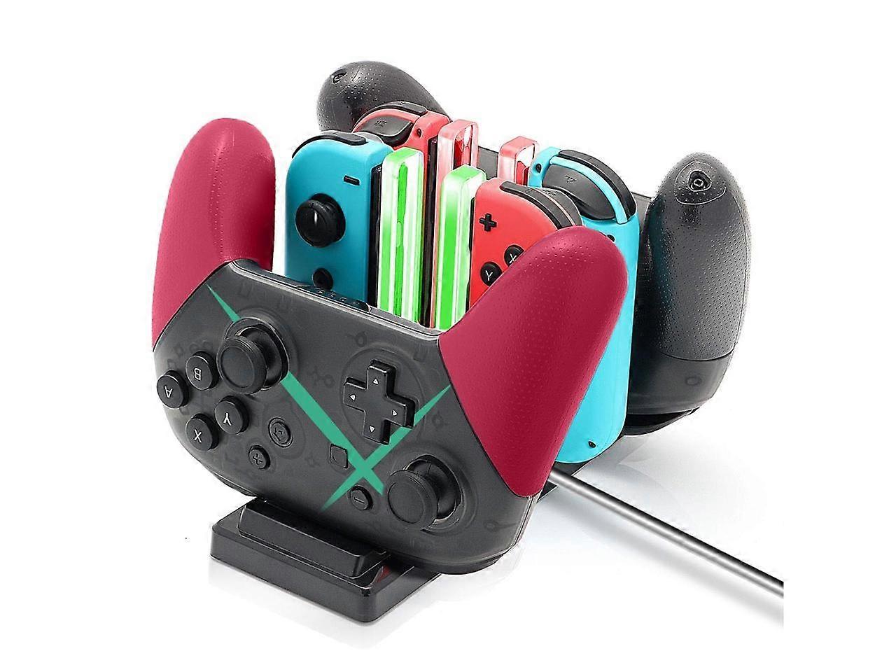 Controller Charger Dock for Nintendo Switch 6 in 1 Charging Station for Nintendo Switch Joy-Con Controllers and Pro Controllers Black
