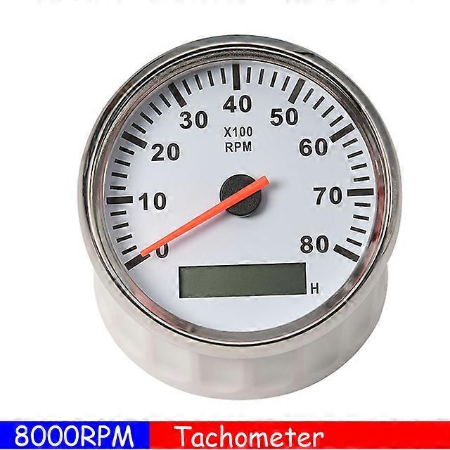 85mm Car Boat Tacho Sensor Marine Tacho Meter with LCD Hourmeter 3000 4000 6000 8000 RPM Boat Tachometer 12V/24V Red Backlight