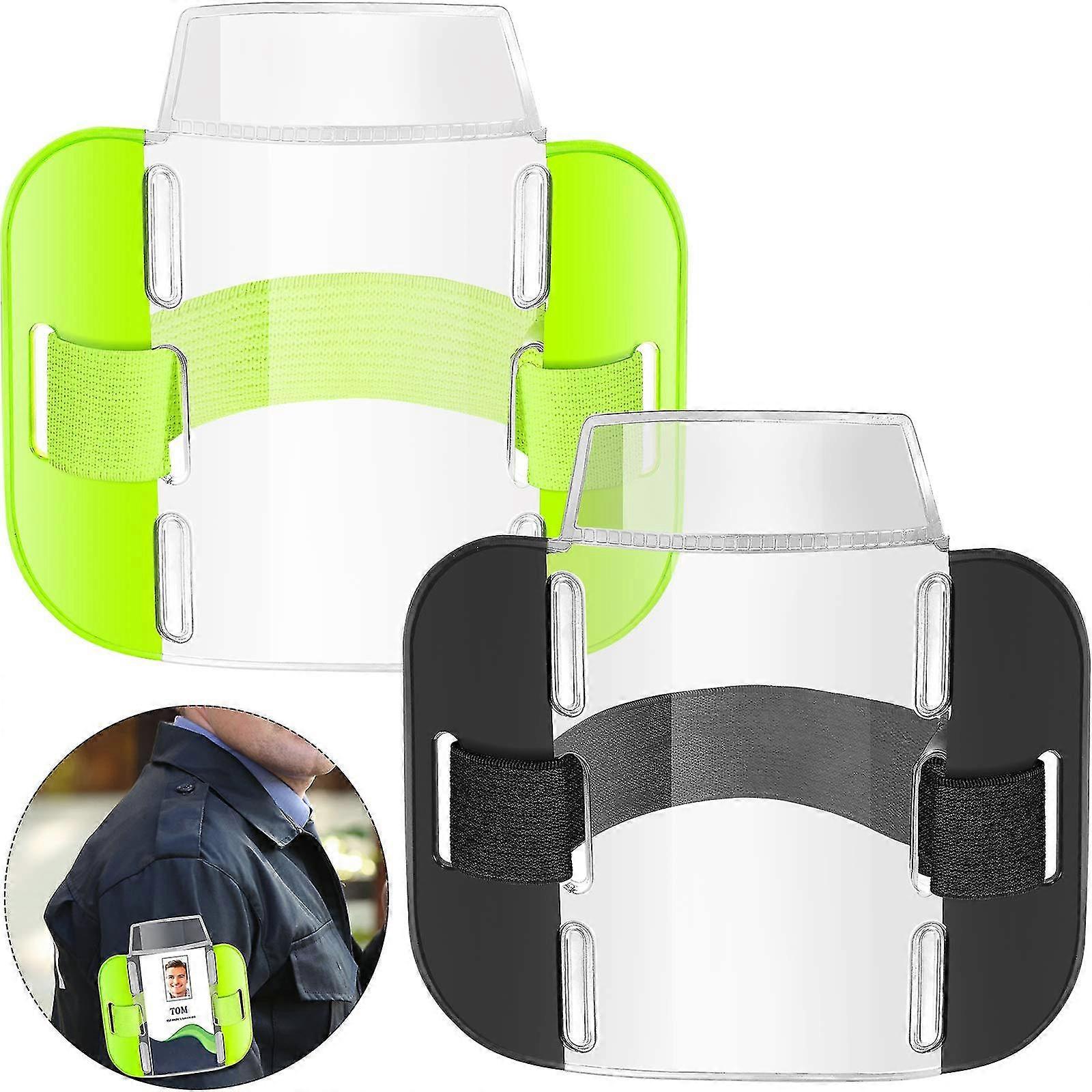 2pcs Suporte do crachá do emblema do titular da braçadeira com placa de identificação com alça ajustável para equipe de segurança de emergência
