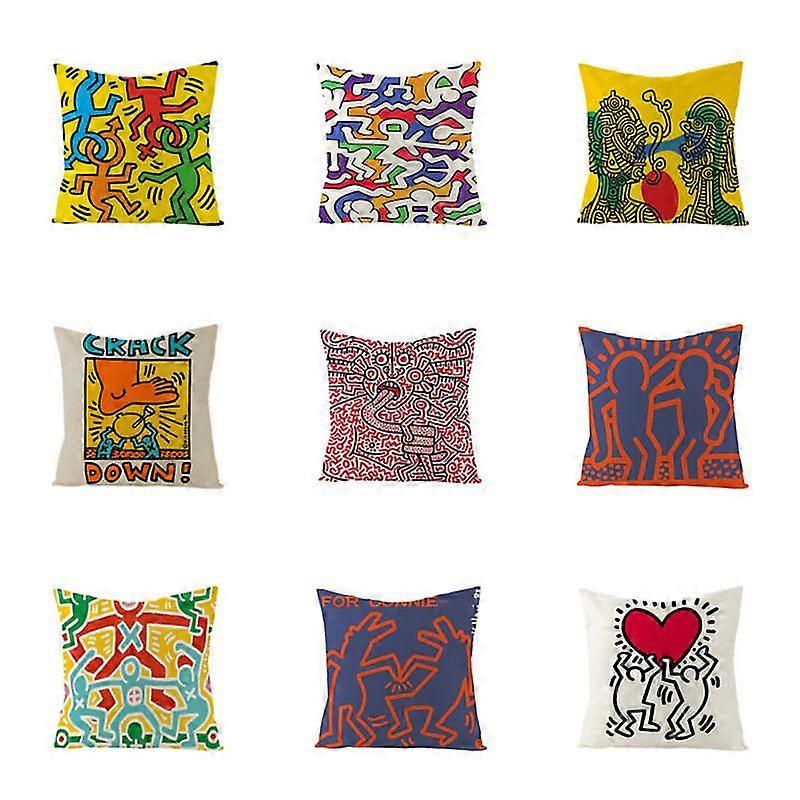 Peach Skin Pillow Cover Colorful Geometric Shape Pillow Home Sofa Pillow