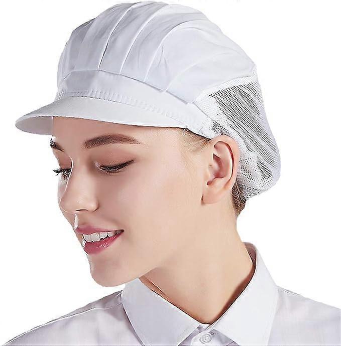 Set of 3 white chef's hats with mesh unisex kitchen hats for work in workshops, factory kitchens, caterers and bakeries.