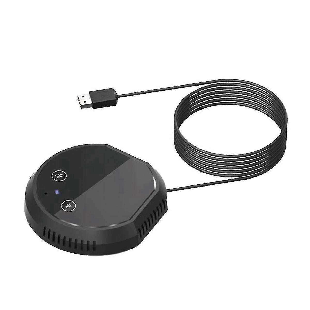 Desktop USB Conference Microphone 360 Omnidirectional Condenser Plug & Play PC Computer Mic Touch-Sensor Buttons