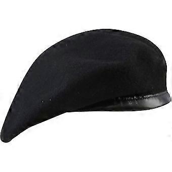 Mens Army Combat Military Beret Cap Hat Color Black Wool Xs - Xl