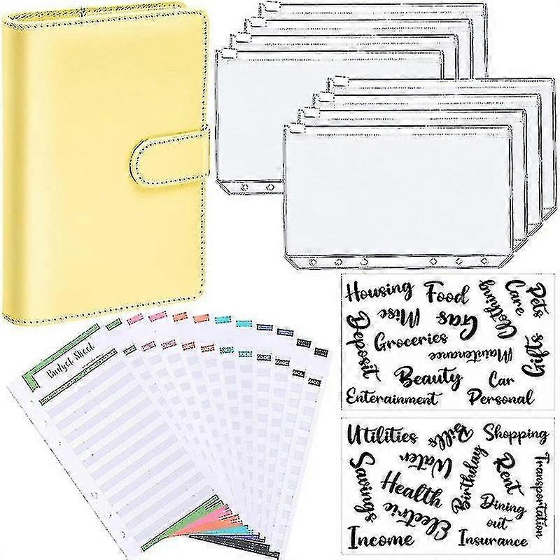 A6 Binder Budget Planner Notebook Covers Folder Size 6 Hole Pockets Plastic Zipper Money Saving Envelope-MXBC