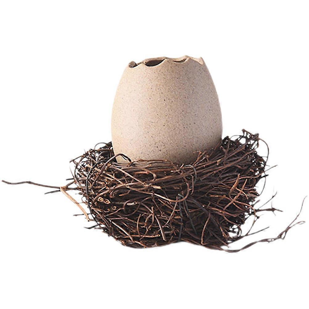 1 Set Ceramic Eggshell Planter Unique Bird Egg Planter Portable Eggshell Vase with Bird Nest