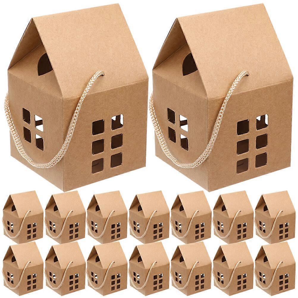 24pcs Hollowed House Present Cases Handheld Paper Boxes Multi-function Candy Boxes