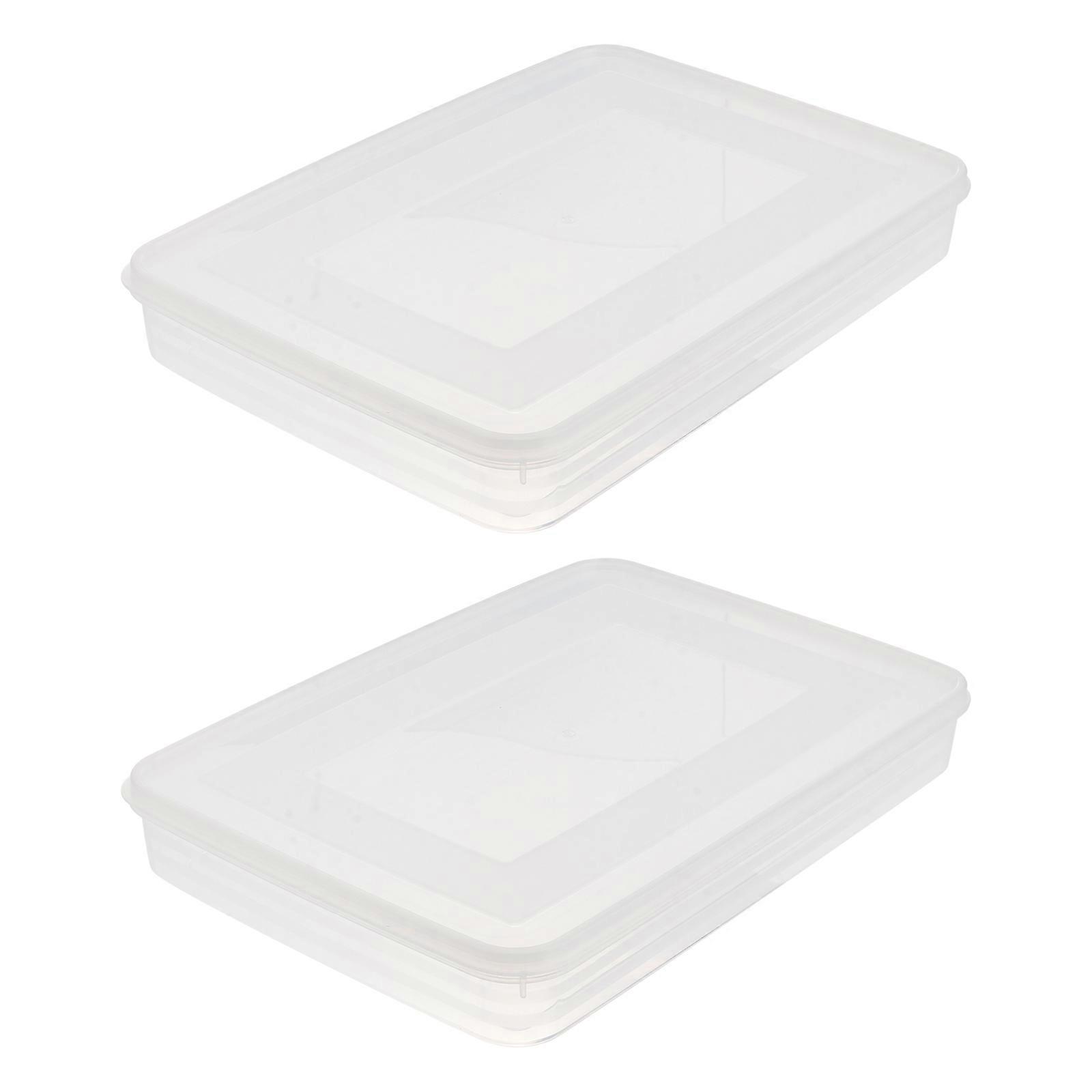 2 Pcs Large Airtight Containers Flat Food Storage Containers Refrigerator Organizer Bins Refrigerator Dumpling Container