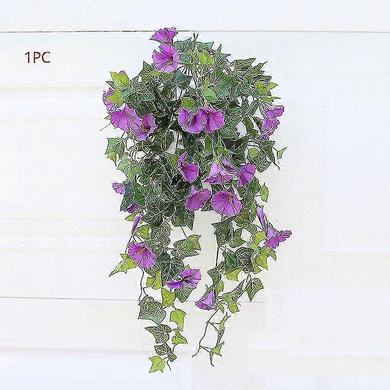 2pcs Panier suspendu avec fleurs de pétunia en soie de vigne artificielle