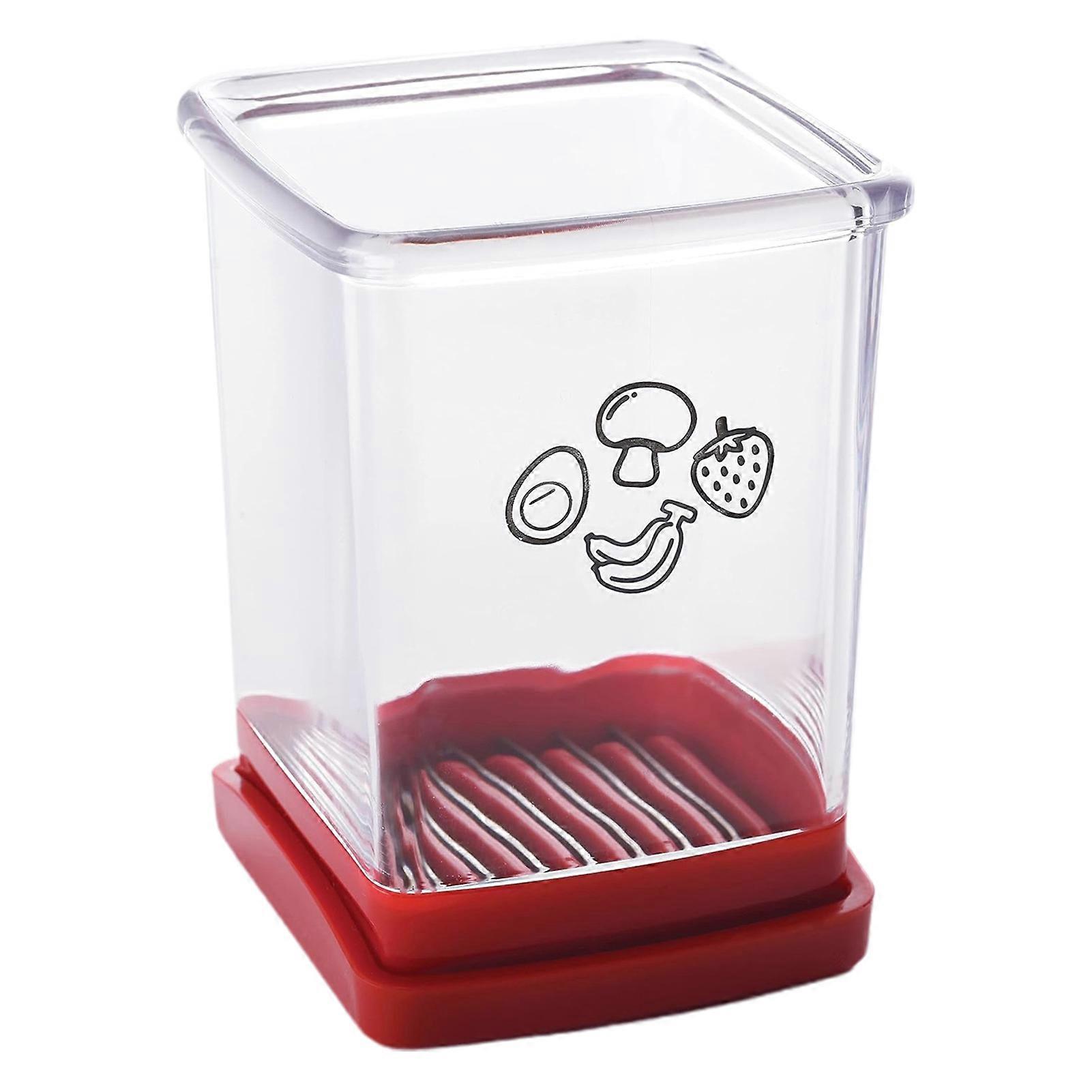 Fruit Slicer Stainless Steel Space-saving Easy-to-use Multi-functional Bottom Push Plate Fruit Cutter Kitchen Tool Jikaixiang