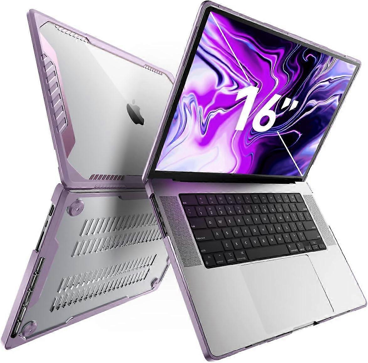 CASE Unicorn Beetle Series Case for MacBook Pro 16 Inch (2021 Release) A2485 M1 Pro / M1 Max, Dual Layer Hard Shell Prot Lilac