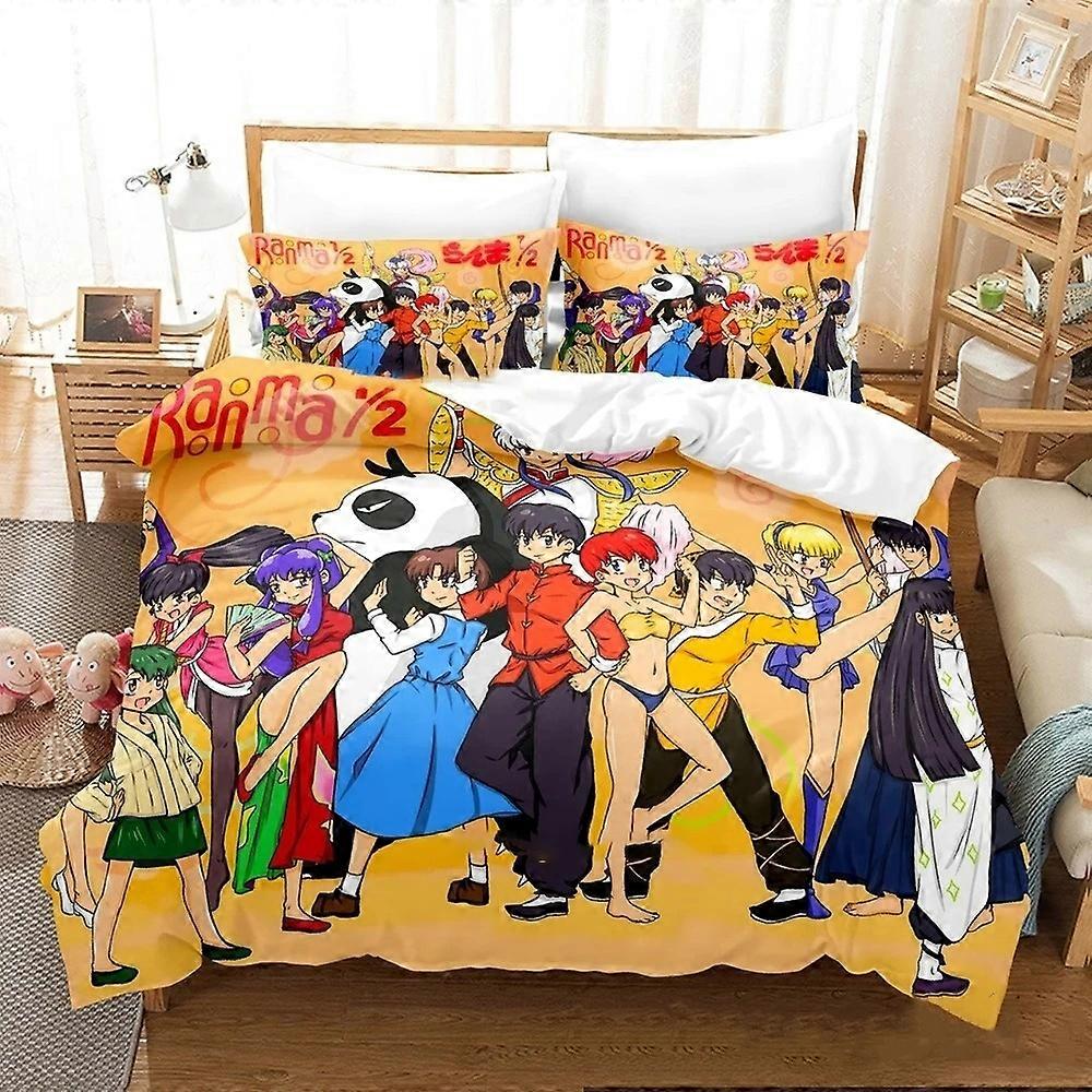 a1581 Prostěradla Ranma Ložní prádlo Set Chlapci Dívky Povlak na polštář Postel chlapci Dospělý Domácí textileextil3dílná sada povlečení (1 povlak na přikrývku + 2 polštáře