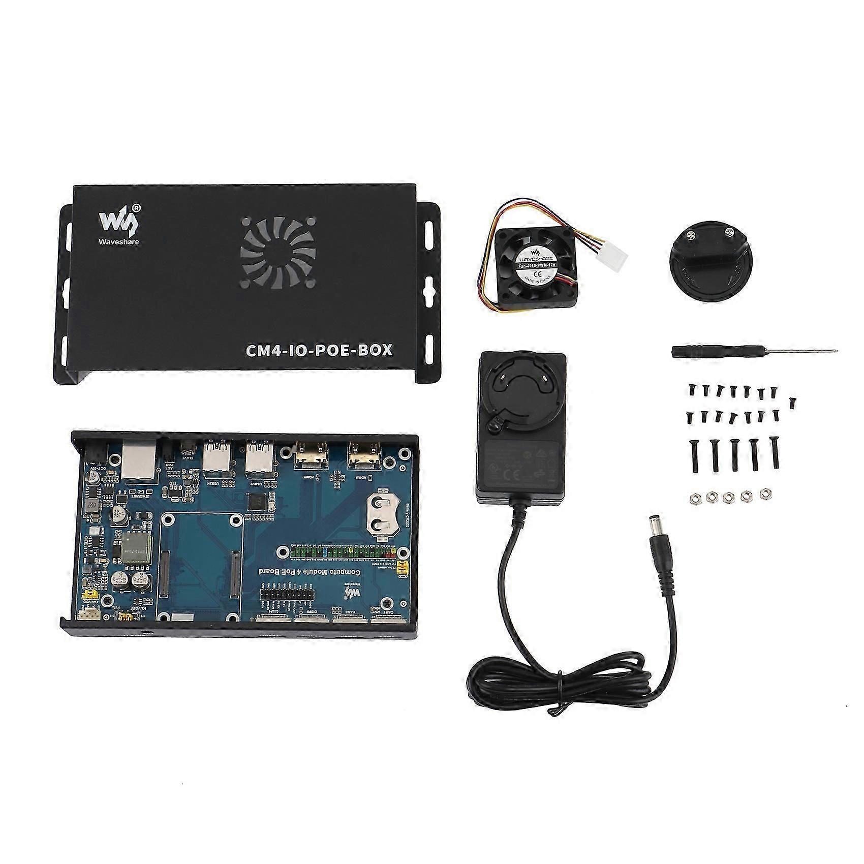 Poe Mini-computer For Compute Module 4 Cm4, With Metal Case Cooling Fan, Cm4-io-poe-box-a, Eu Plug