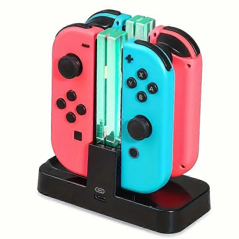 Stazione di ricarica per 4 controller Joy-Con – Nintendo Switch compatibile con indicatori LED"