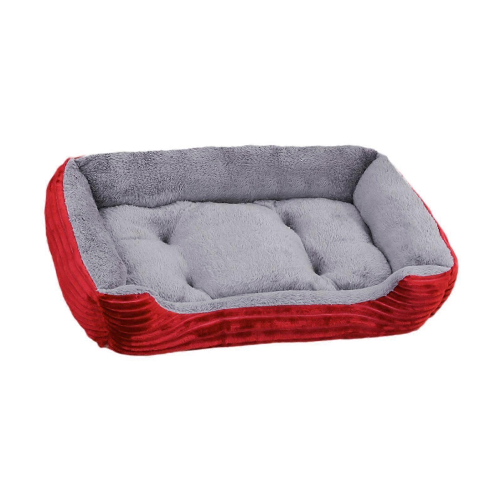 Lit rectangulaire pour chien, lavable et avec côtés, rouge