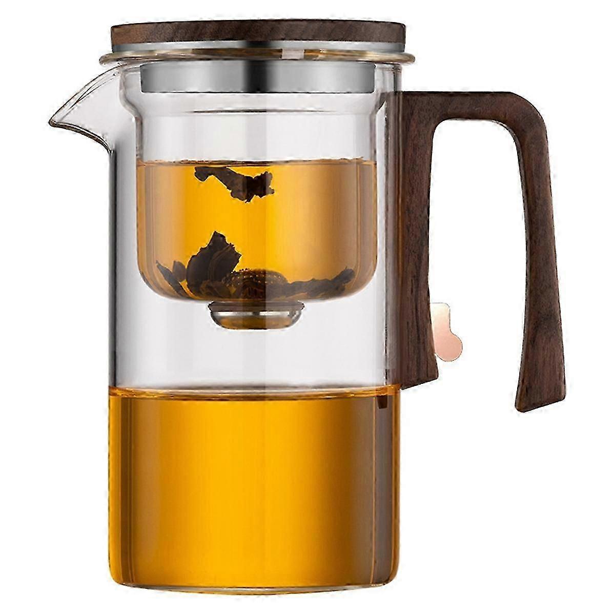 Théière à filtration magnétique - Séparation automatique du thé, conception de petite taille, théière en verre compatible avec une utilisation au bureau
