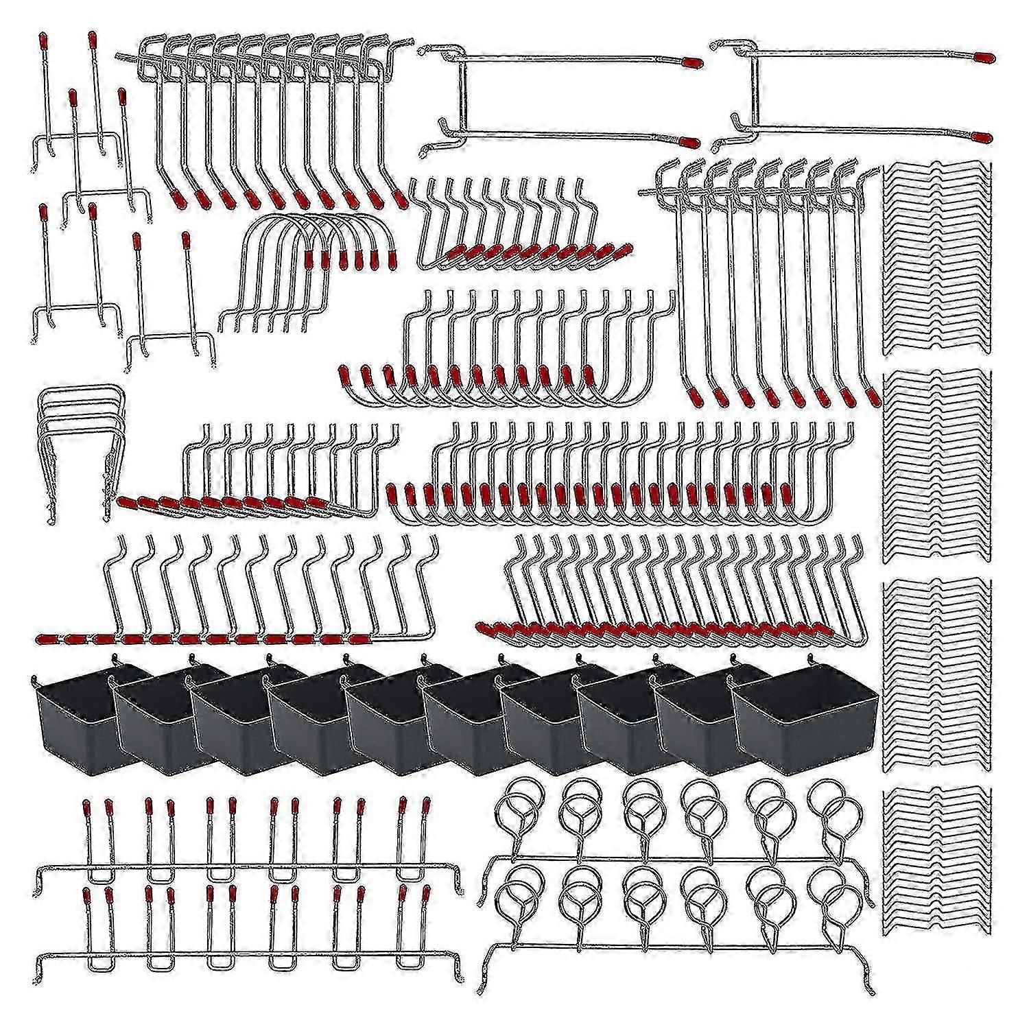 228 Pcs Pegboard Hooks Assortment With Metal Hooks Sets, Pegboard Bins, Peg Locks For Organizing St