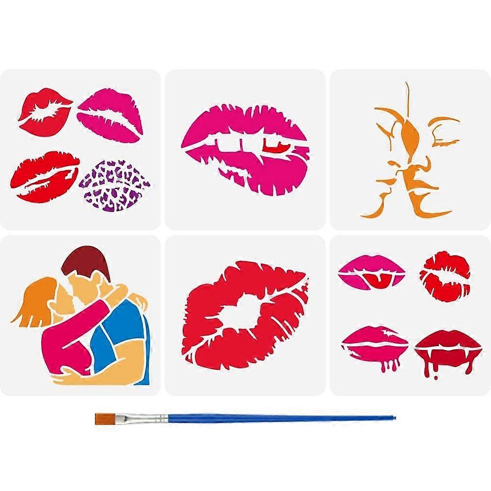 1Set 6Pcs 6 Styles MexicanTheme PET Hollow Out Drawing Painting Stencils for DIY Scrapbook Photo Album Star & Cactus & Horse & Hat & boot & Man Lip 15