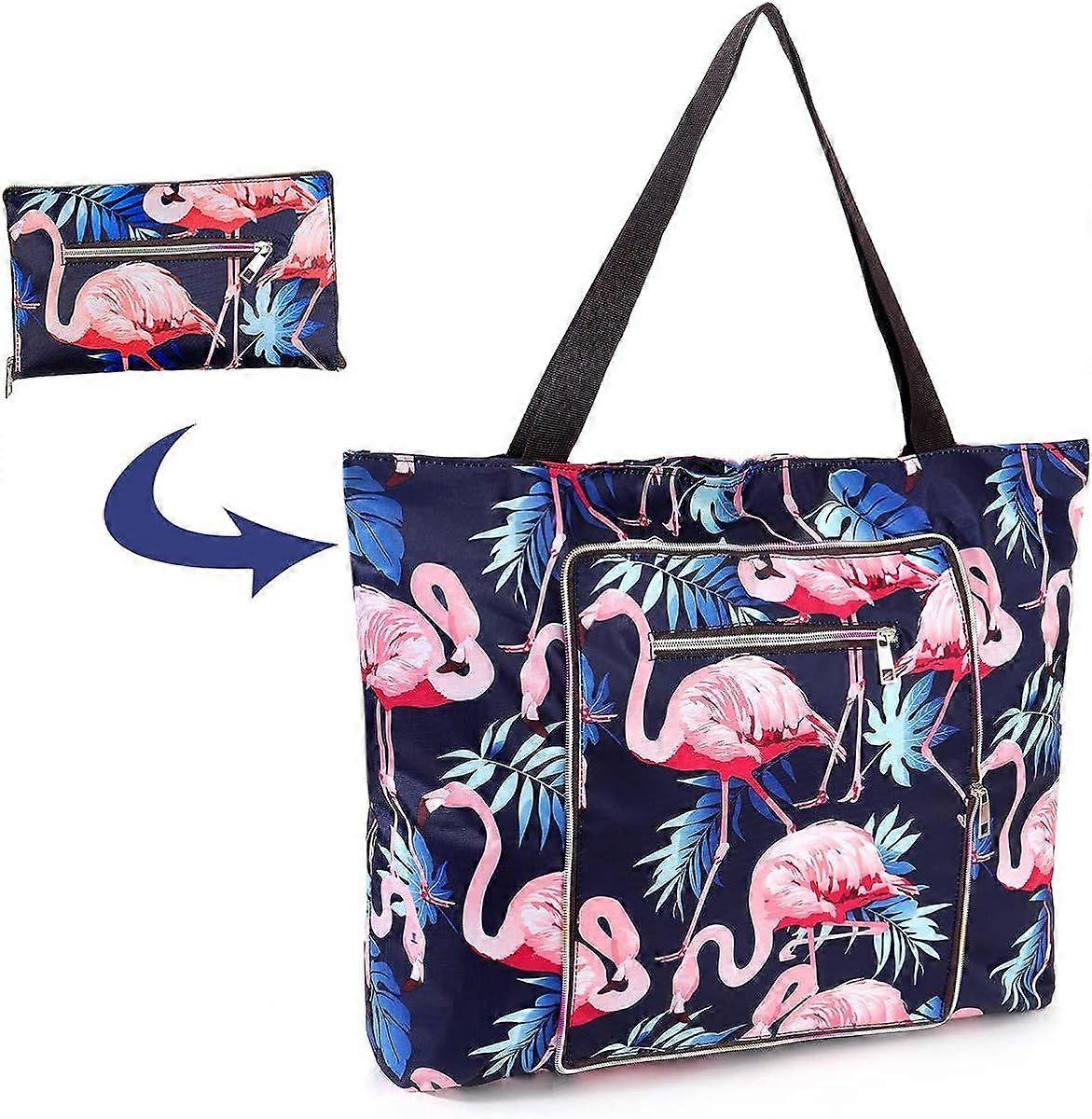 2 In 1 Foldable Large Waterproof Tote Bag with Zipper for Beach, Travel, Gym and Swim