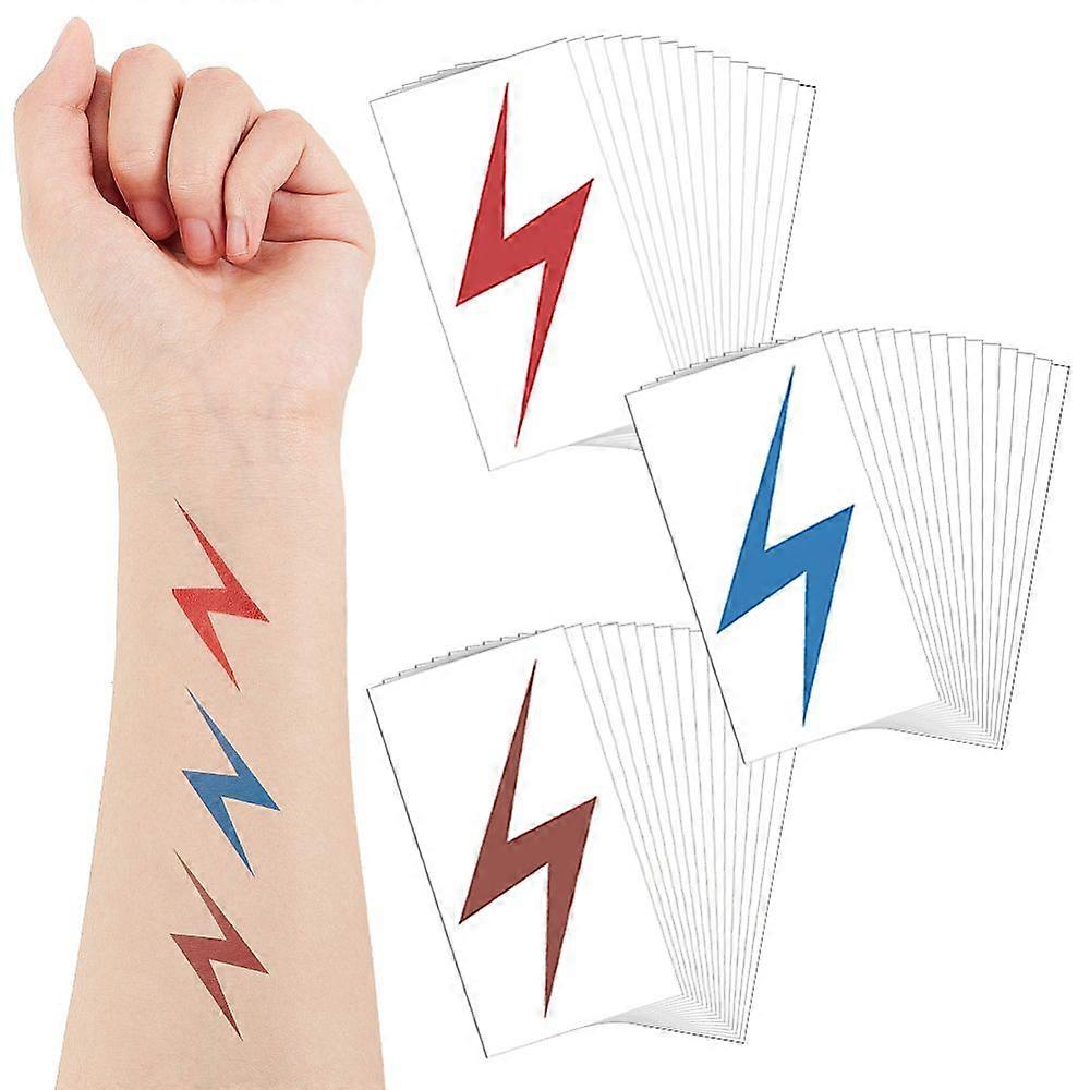 120 Sheets 3 Colors Removable Temporary Water Proof Tattoos Paper Stickers Lightning Mixed Color 6.1x3x0.02cm 40 sheets/color
