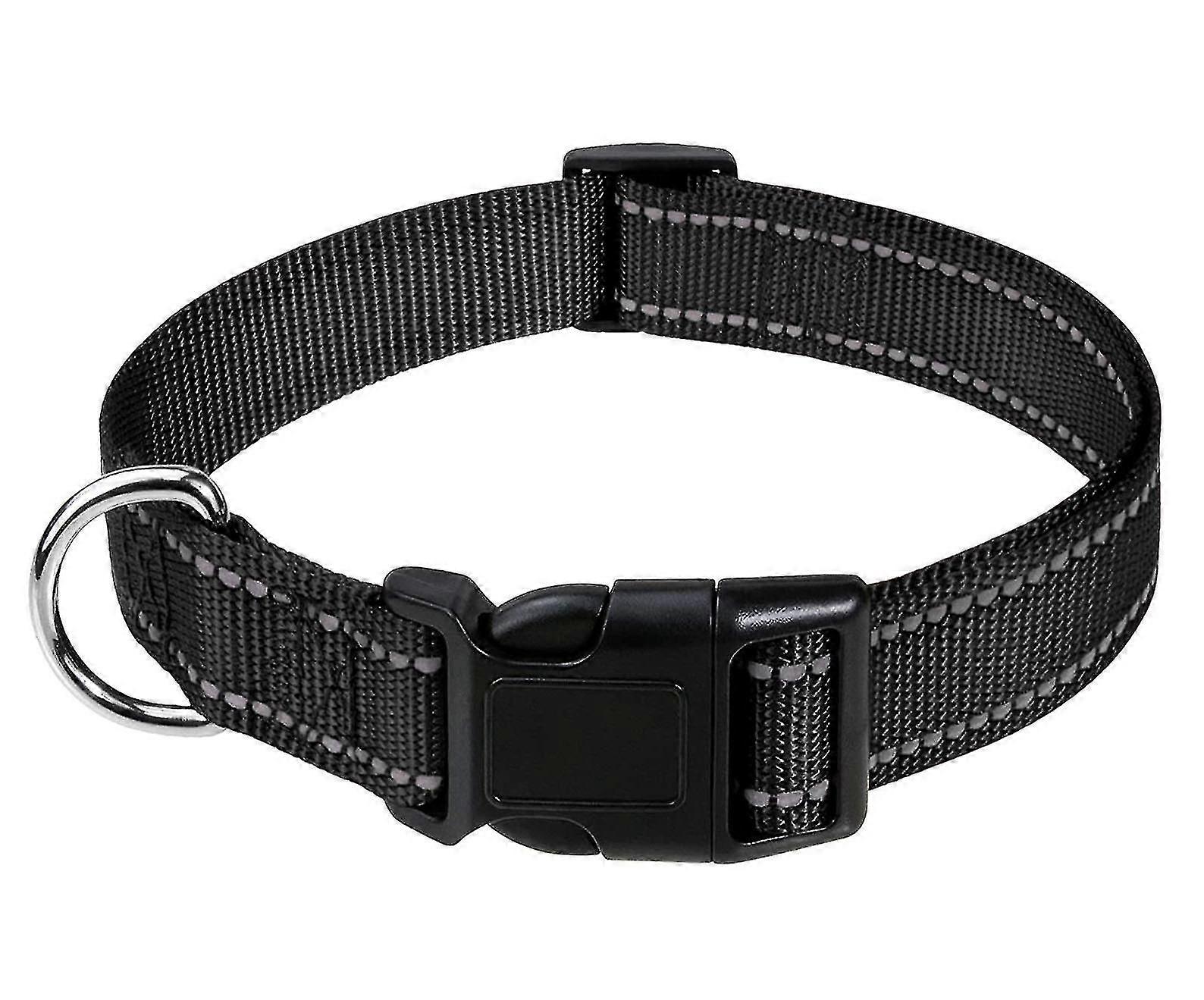 Reflective Nylon Dog Collars, Adjustable Classic Dog Collar With Qui Release Bule For Puppy, Bla