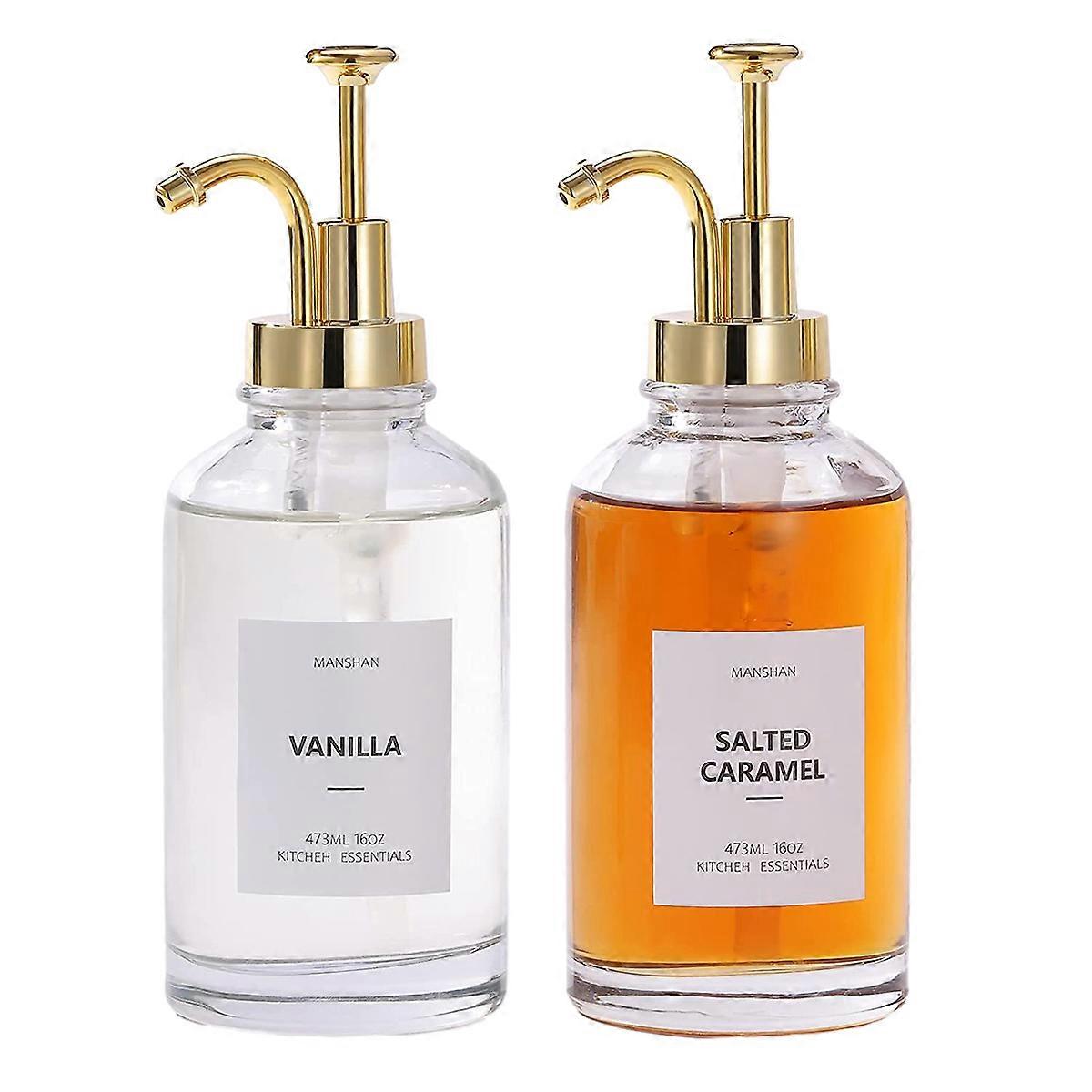 Elegant Coffee Syrup Dispenser, Multi-functional, Glass Syrup Bottle