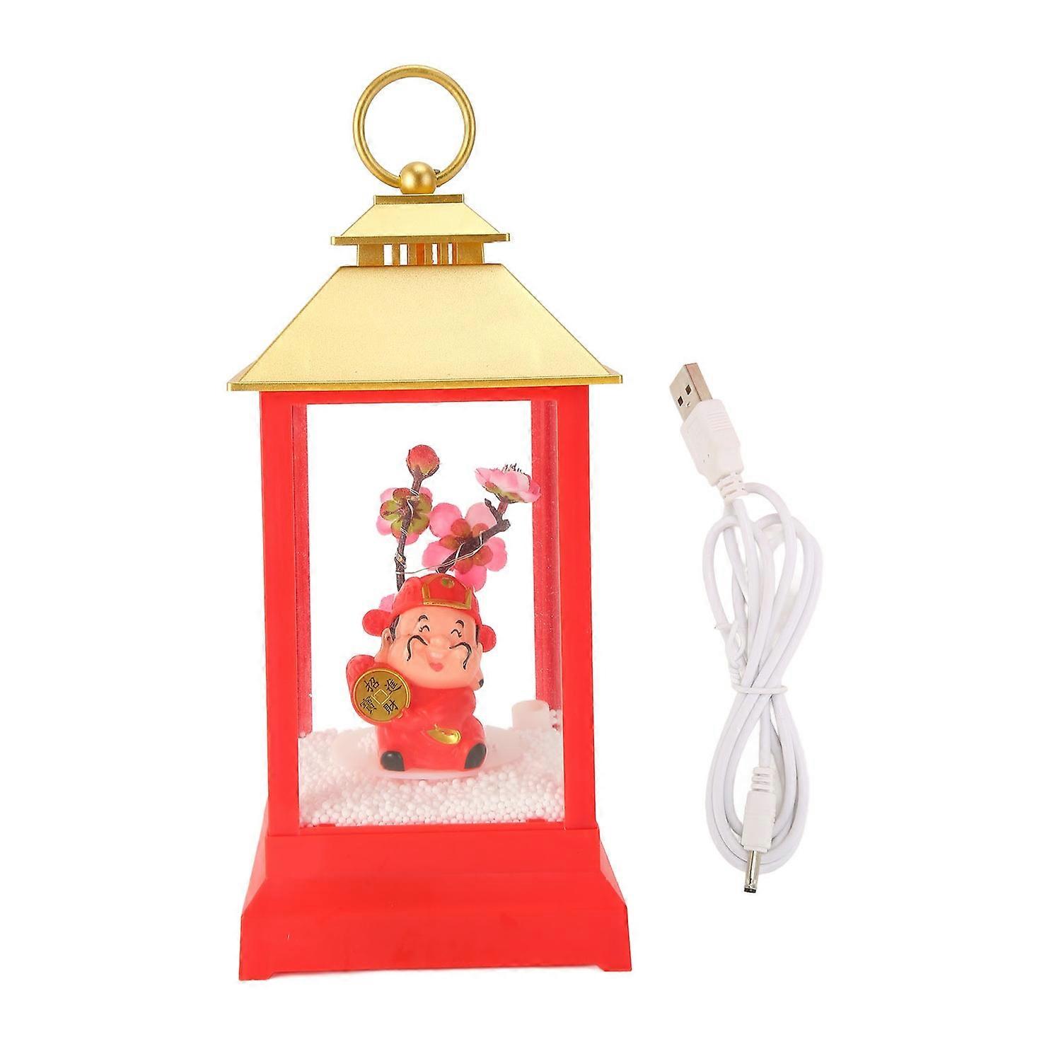 Snow Globe Lantern God of Wealth Musical Snow Globe Lantern Lighted Decorative Snow Globe Lantern fo