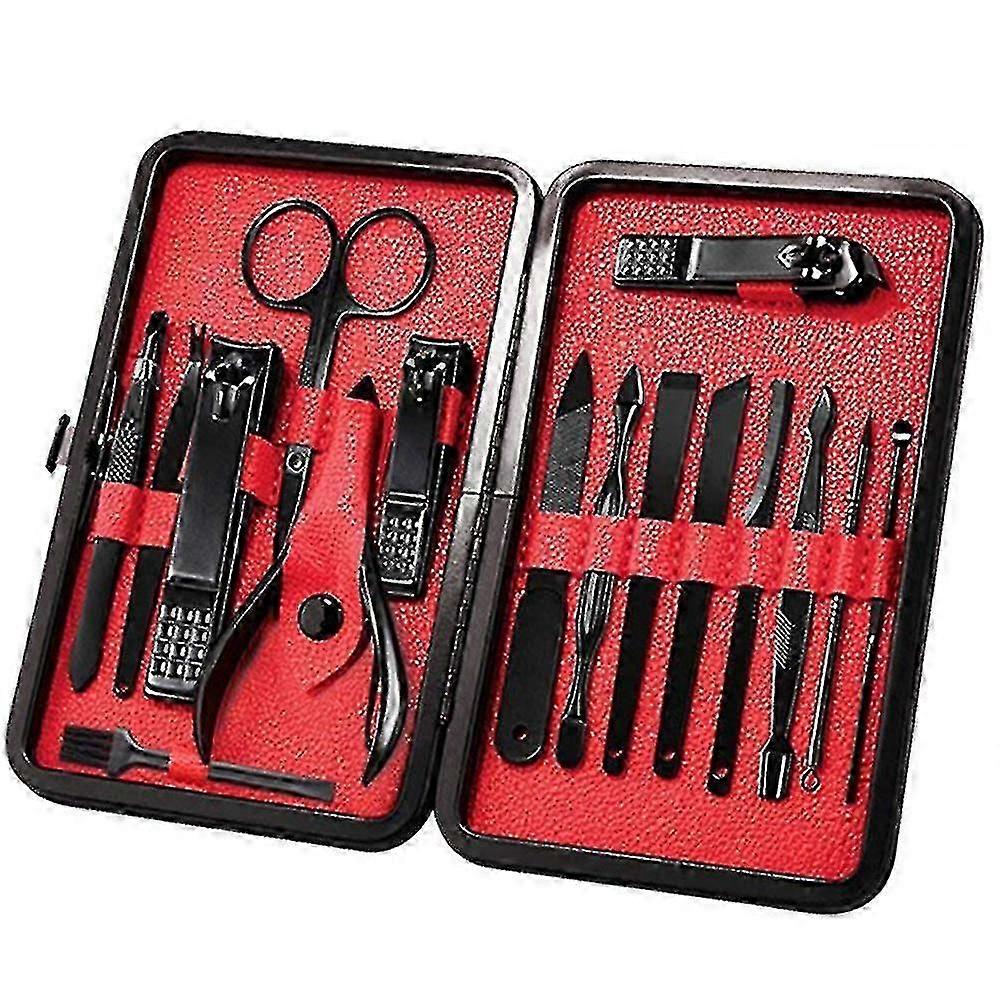 Mani Set, 15 In 1 Less Steel Pedi Kit Scissors Ging Kit With Travel Case