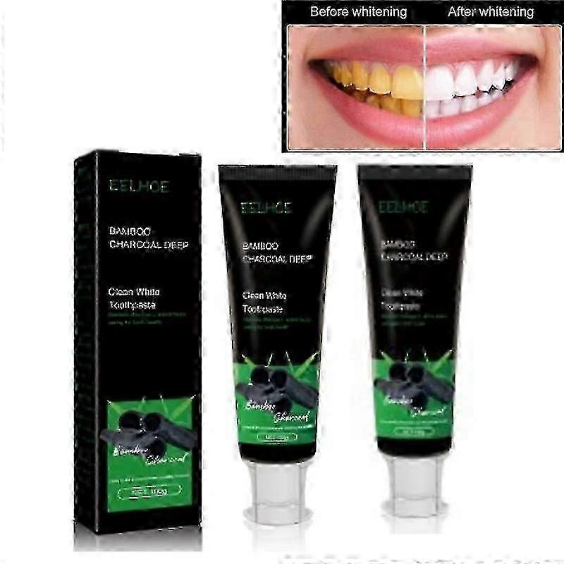 2pcs Activated Carbon Bamboo Charcoal Deep Whitening Toothpaste Cleans Teeth Adsorbs D