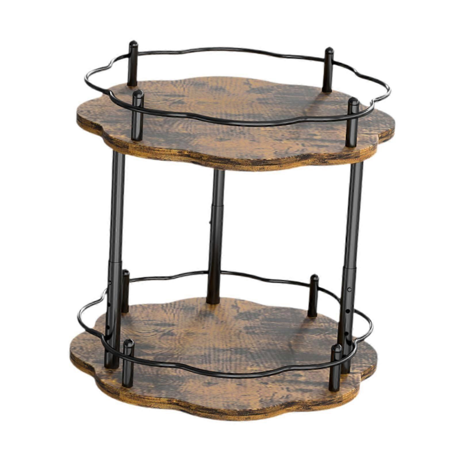 Turntable Tray 2 Tier Rotating Condiments Organizer for Dining Table Cabinet Flower