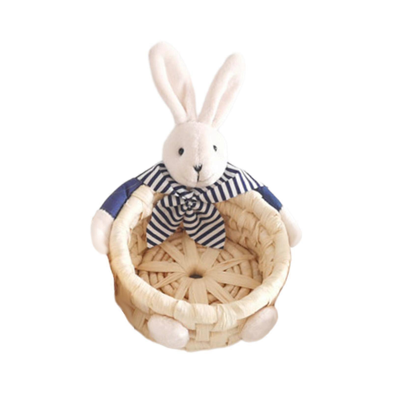 Miniature Easter Rabbit Basket Candy Gift Basket Rustic Bunny Eggs Basket Funny