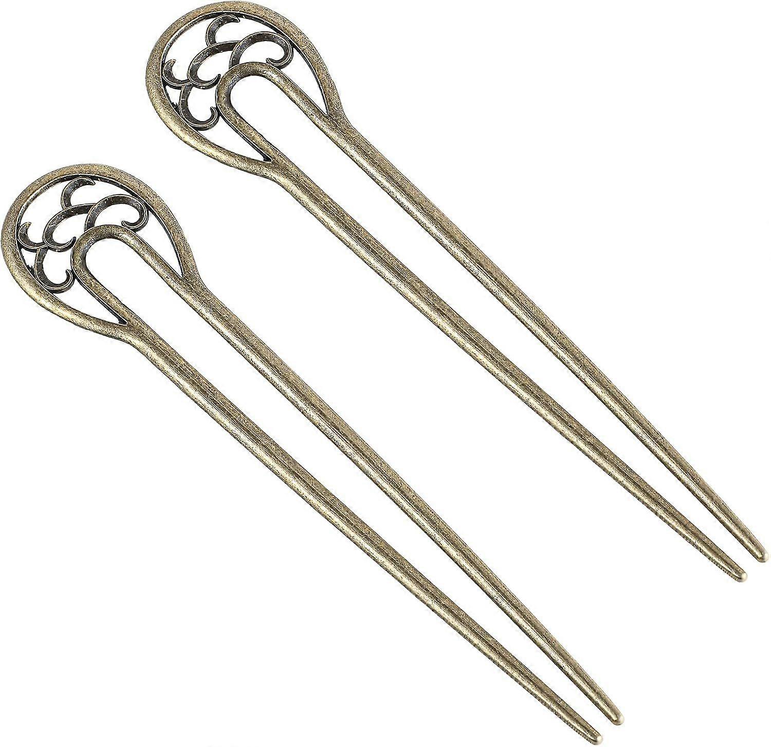 2szt Metalowa spinka do włosów w kształcie litery U Duże francuskie spinki do włosów Vintage patyczki do włosów Widelec do włosów Szpilki Akcesoria do fryzur dla kobiet Dziewcząt